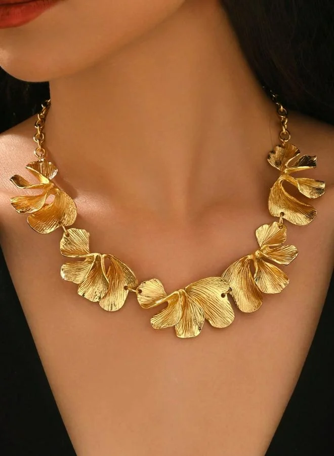 Take Two Women Gold Floral Statement Necklace